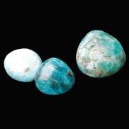 Neon Blue Apatite 3 tumbled stones 16-17g in sunlight - Rocks and Things Store