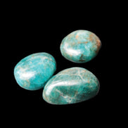 Neon Blue Apatite 3 tumbled stones 16-17g in sunlight - Rocks and Things Store