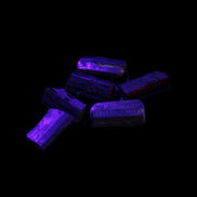 Green Tourmaline 6 short natural crystals 6g in UV light - Rocks and Things Store