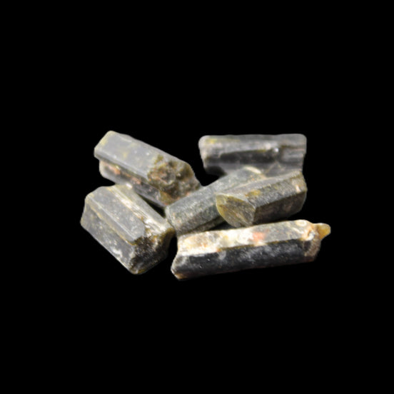 Green Tourmaline 6 short natural crystals 6g in sunlight - Rocks and Things Store