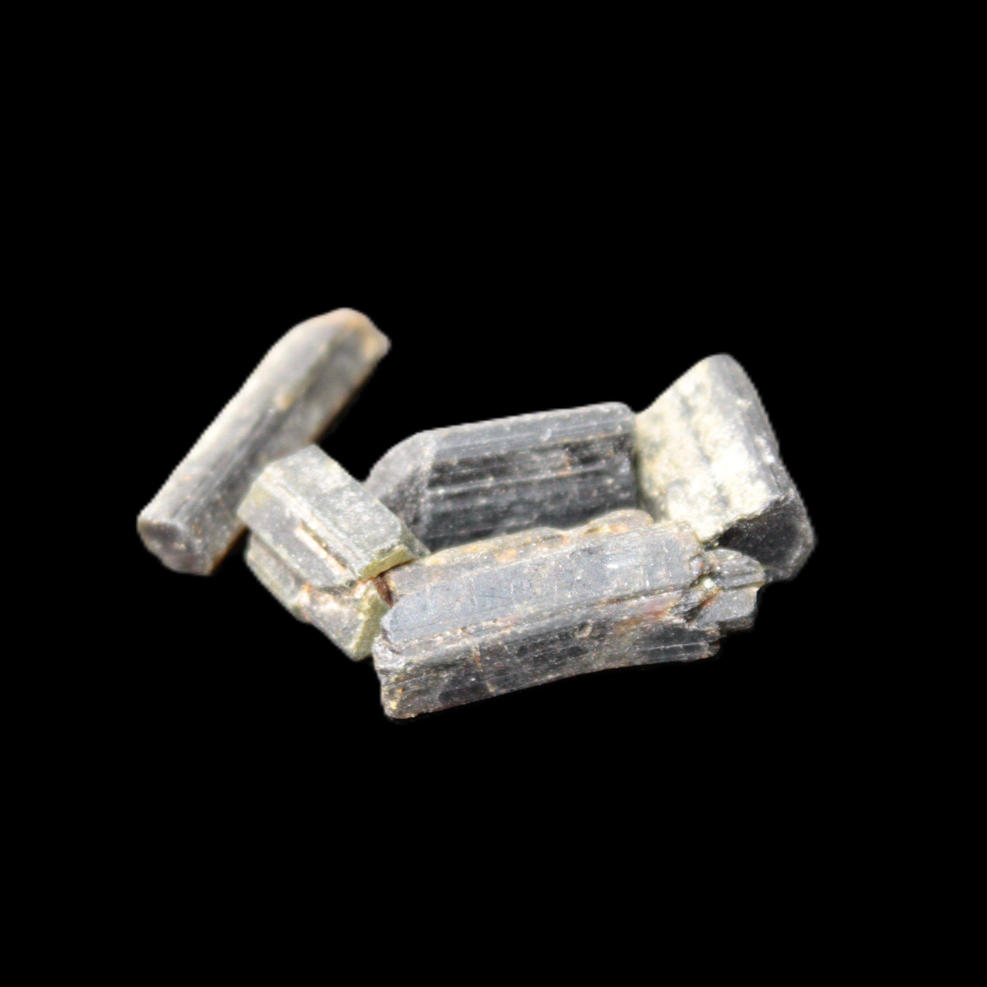 Green Tourmaline 6 short natural crystals 6g in sunlight - Rocks and Things Store