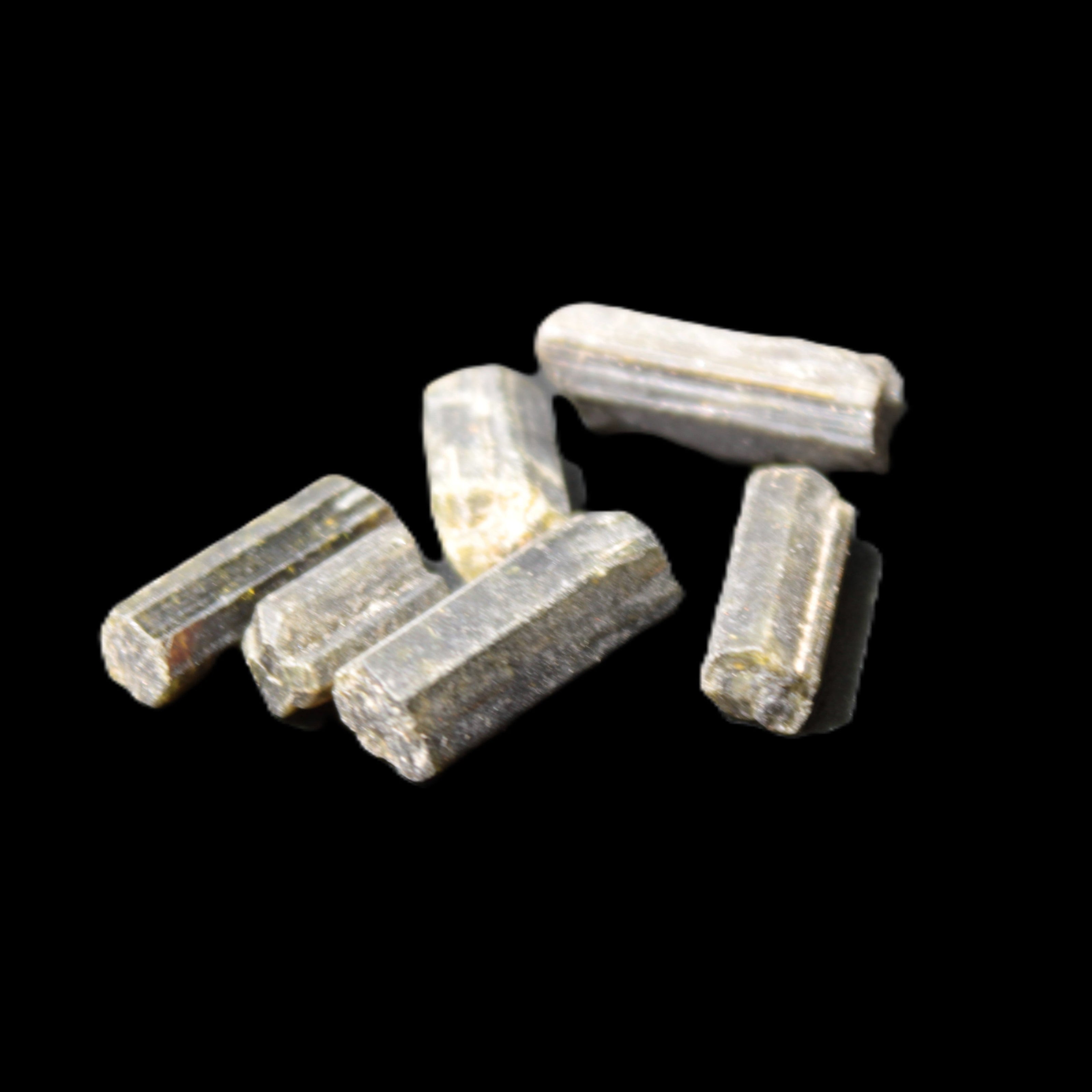 Green Tourmaline 6 short natural crystals 6g in sunlight - Rocks and Things Store