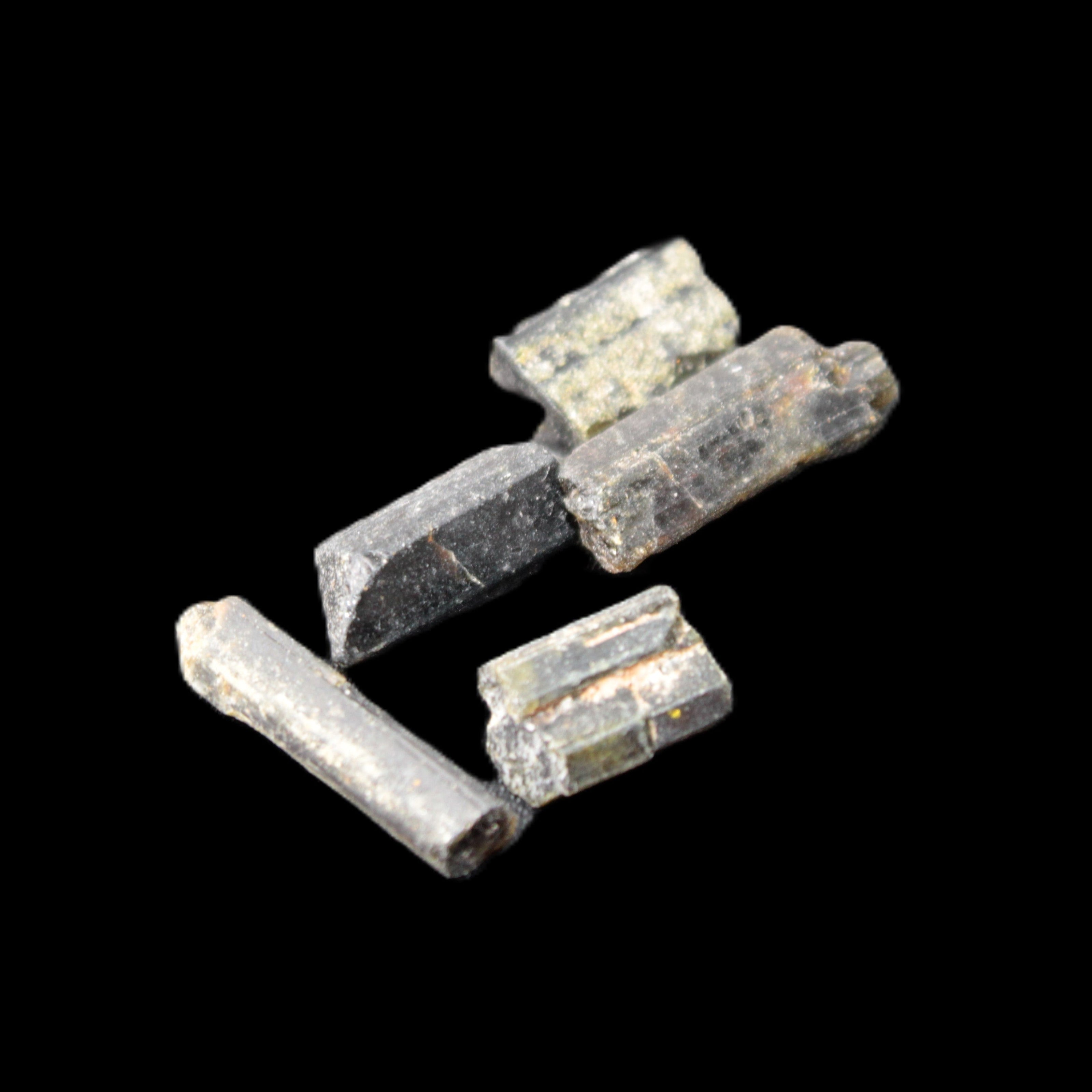 Green Tourmaline 6 short natural crystals 6g in sunlight - Rocks and Things Store