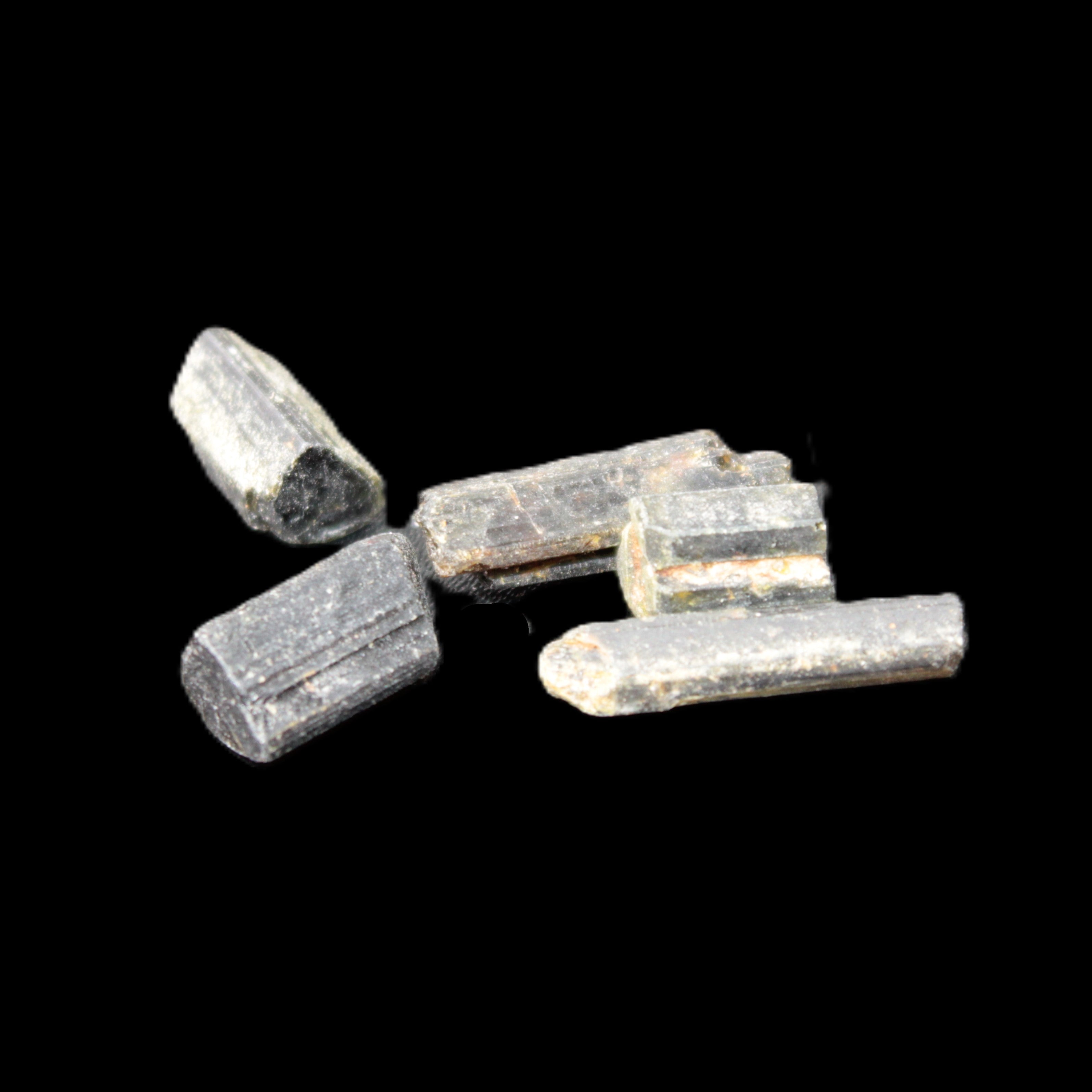 Green Tourmaline 6 short natural crystals 6g Rocks and Things Store