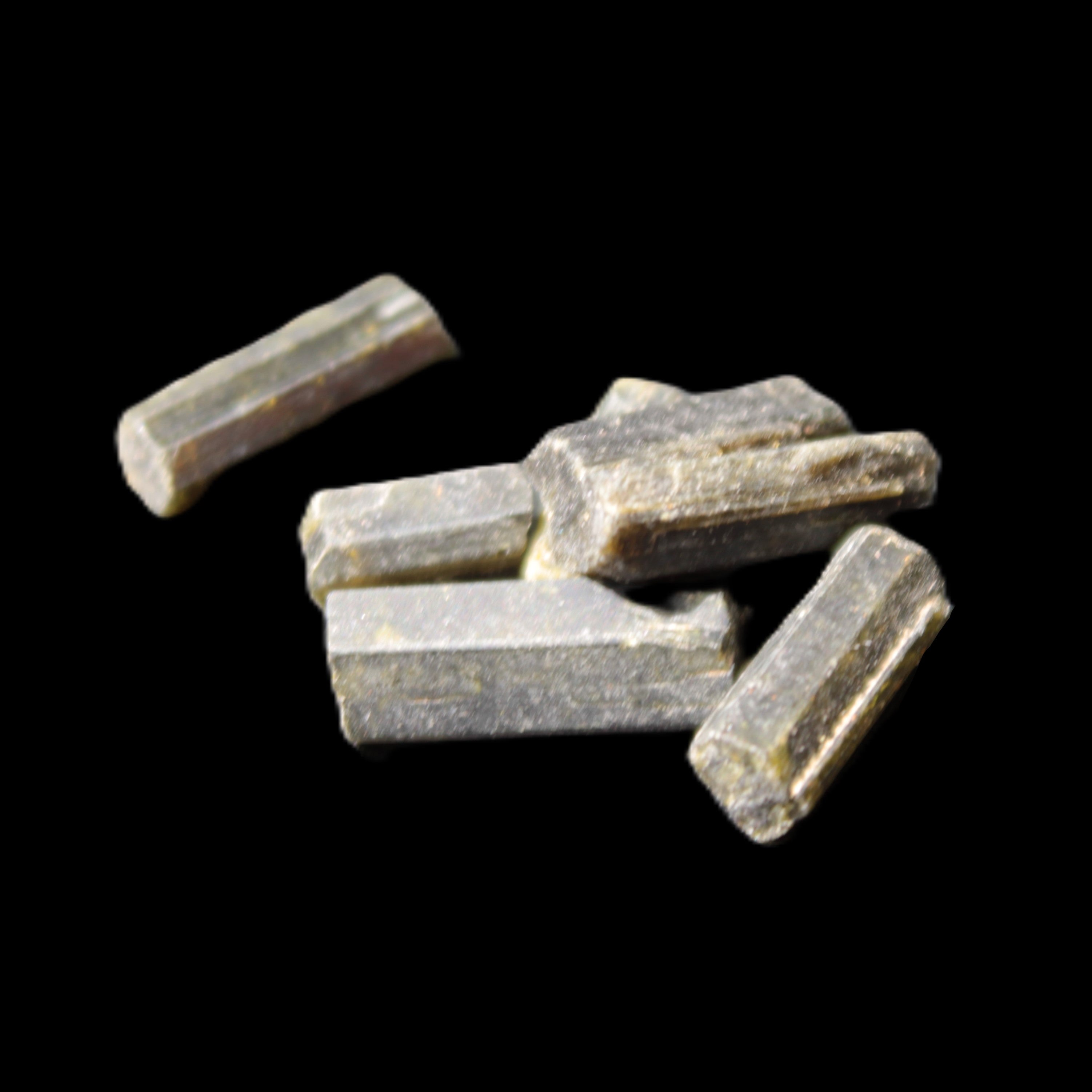 Green Tourmaline 6 short natural crystals 6g Rocks and Things Store