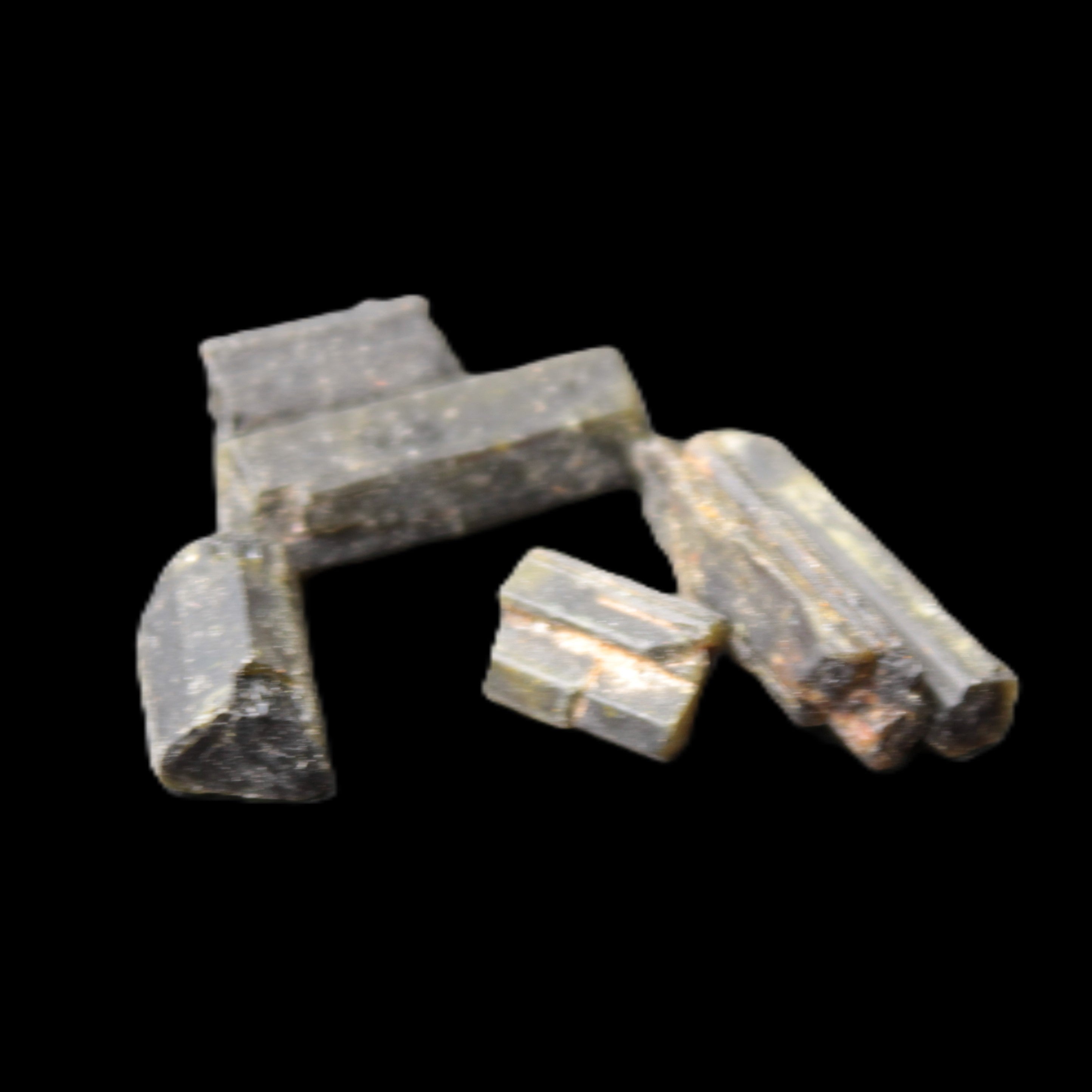 Green Tourmaline 6 short natural crystals 6g Rocks and Things Store