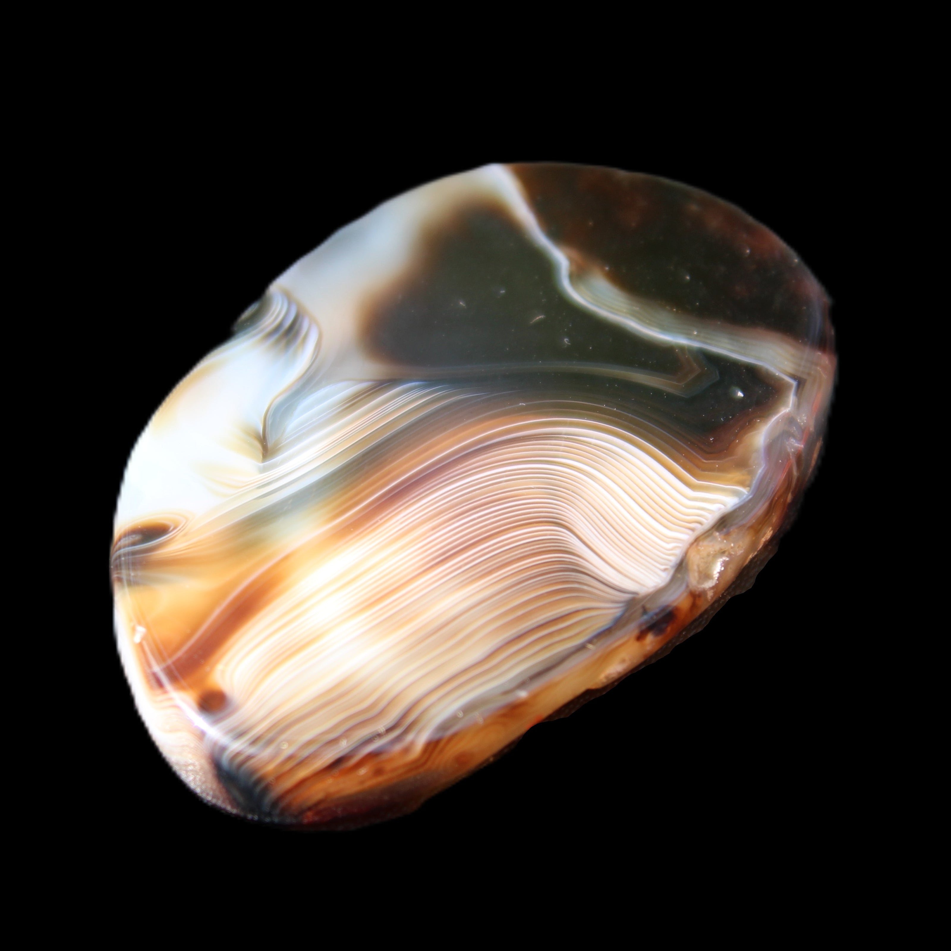 Crazy Lace Agate from Madagascar slice 47*4*29mm 15.8g in sunlight - Rocks and Things Store