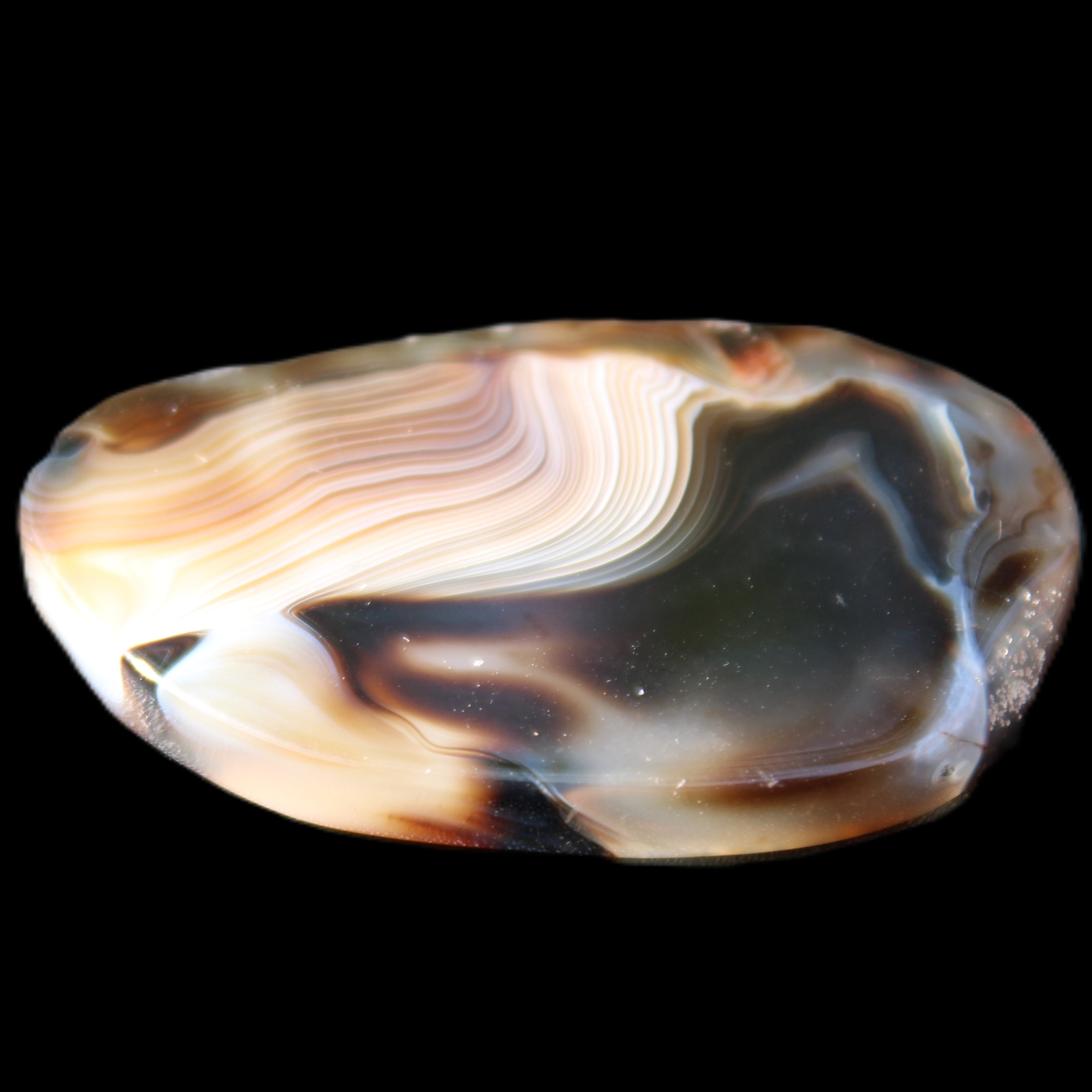 Crazy Lace Agate from Madagascar slice 47*4*29mm 15.8g in sunlight - Rocks and Things Store