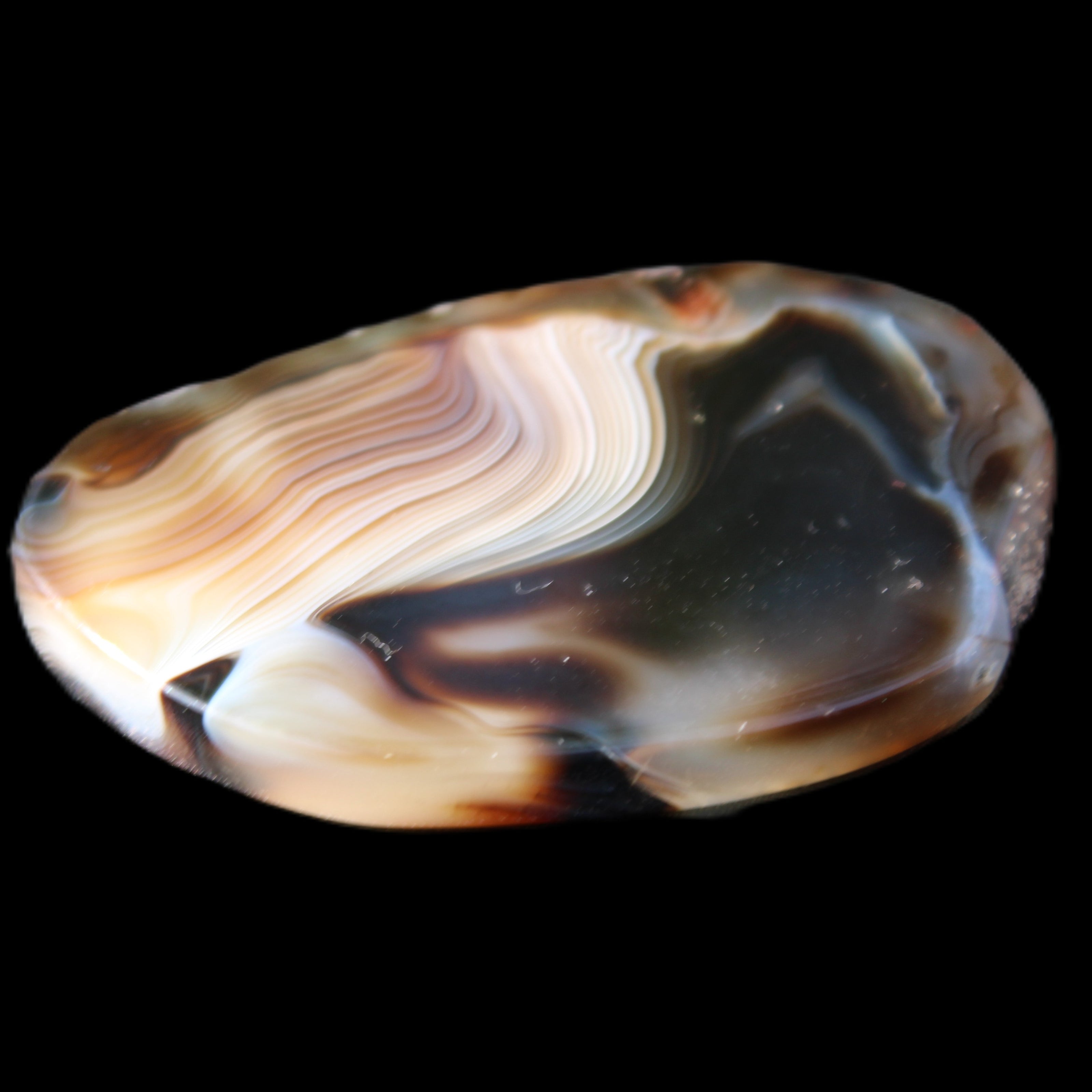 Crazy Lace Agate from Madagascar slice 47*4*29mm 15.8g in sunlight - Rocks and Things Store