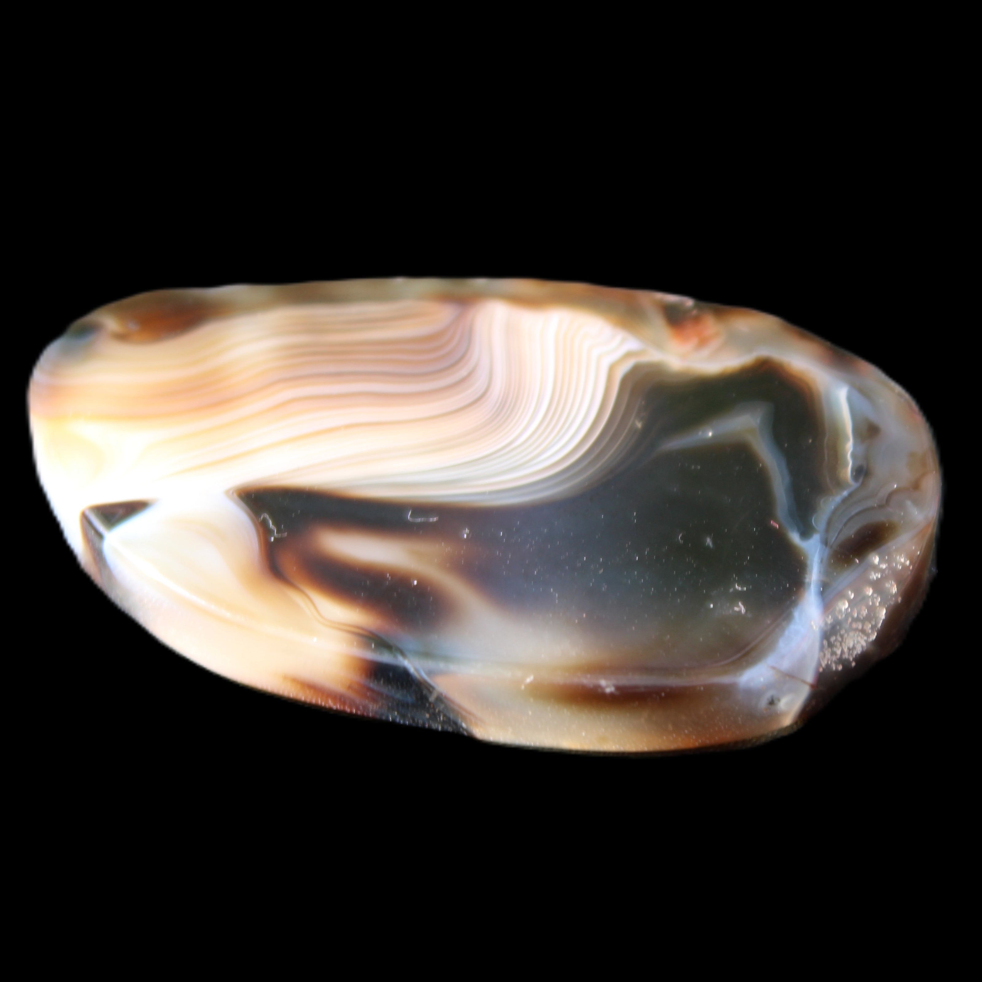 Crazy Lace Agate from Madagascar slice 47*4*29mm 15.8g in sunlight - Rocks and Things Store