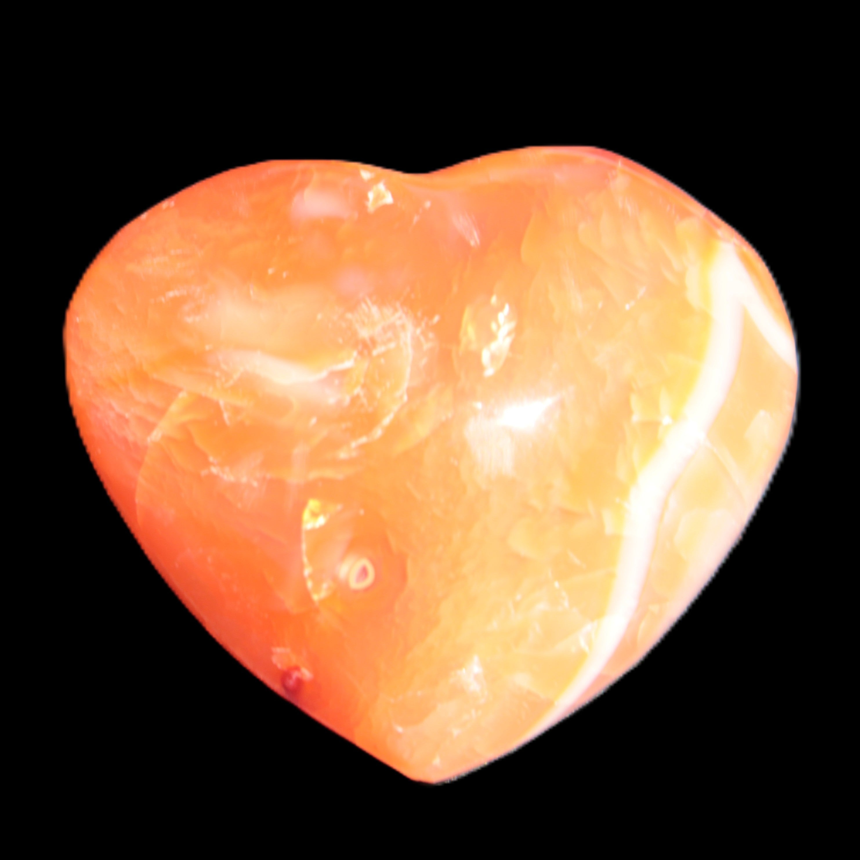 Carnelian Agate heart 37*33mm 27g in sunlight - Rocks and Things Store
