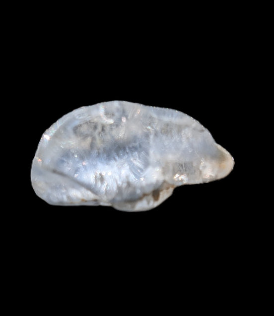 Blue Dumortierite in polished Quartz crystal 2.1ct in bright sunshine
