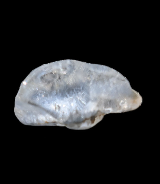Blue Dumortierite in polished Quartz crystal 2.1ct in bright sunshine