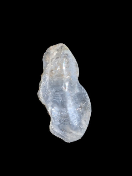Blue Dumortierite in polished Quartz crystal 2.1ct in bright sunshine