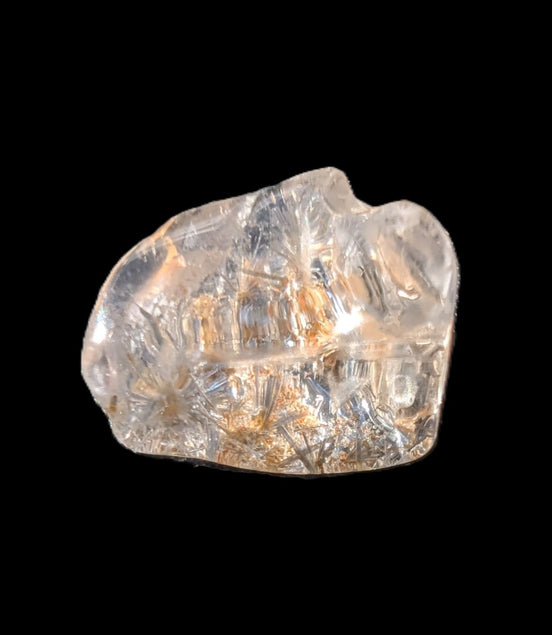 Blue Dumortierite in Golden Healer Quartz crystal 7.3ct in bright sunlight