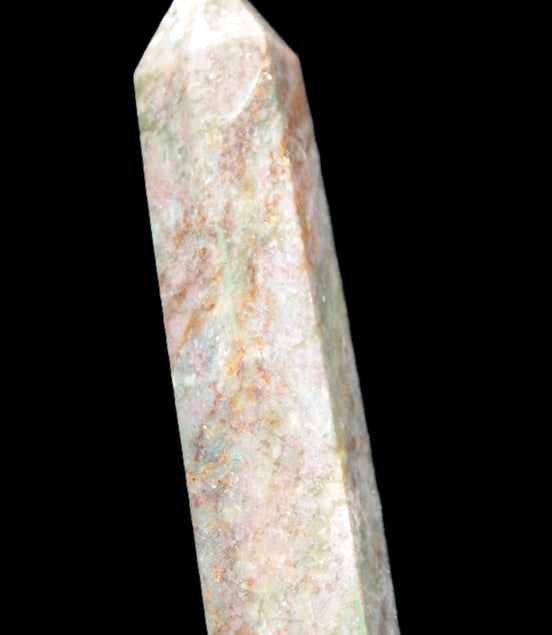 Plum Blossom Jade Rhodonite wand 93g in sunlight -  Rocks and Things Store