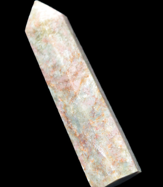Plum Blossom Jade Rhodonite wand 93g in sunlight -  Rocks and Things Store