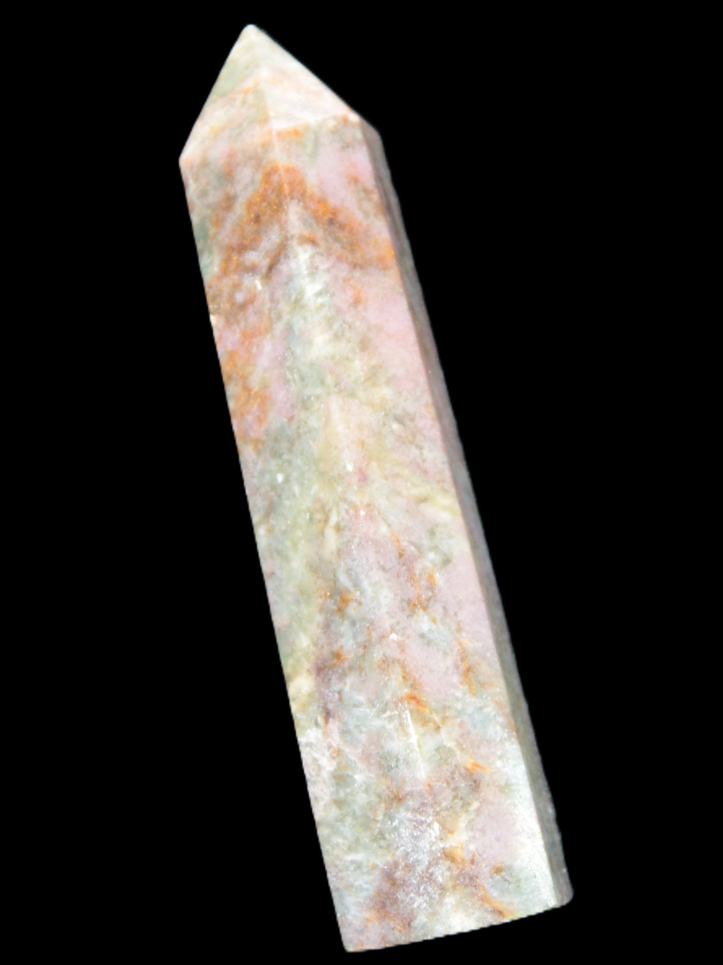 Plum Blossom Jade Rhodonite wand 93g in sunlight -  Rocks and Things Store