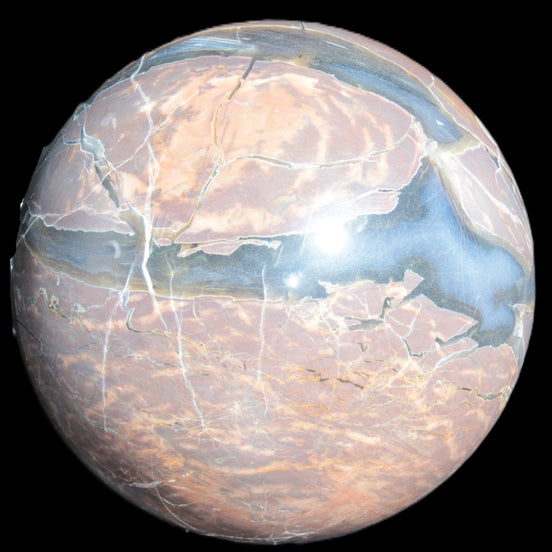 Large Volcano Agate sphere 154mm 4980g in sunlight - Rocks and Things Store