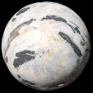 Big Zebra Stone sphere 147mm 4780g in sunlight - Rocks and Things Store
