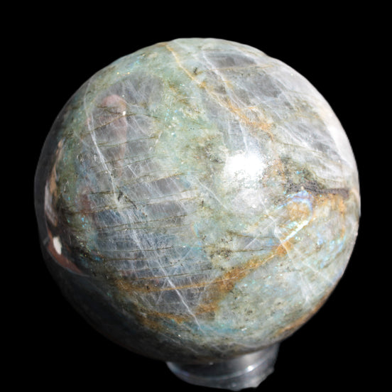 Labradorite sphere 112mm 2060g in sunlight - Rocks and Things Store