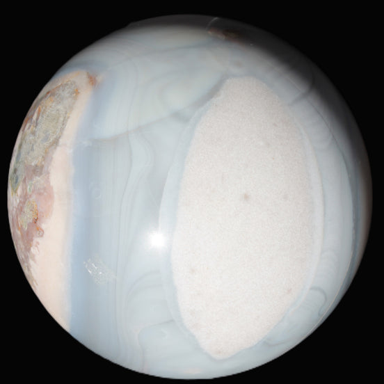 Blue and Pink Agate sphere 138mm 3620g in sunlight - Rocks and Things Store