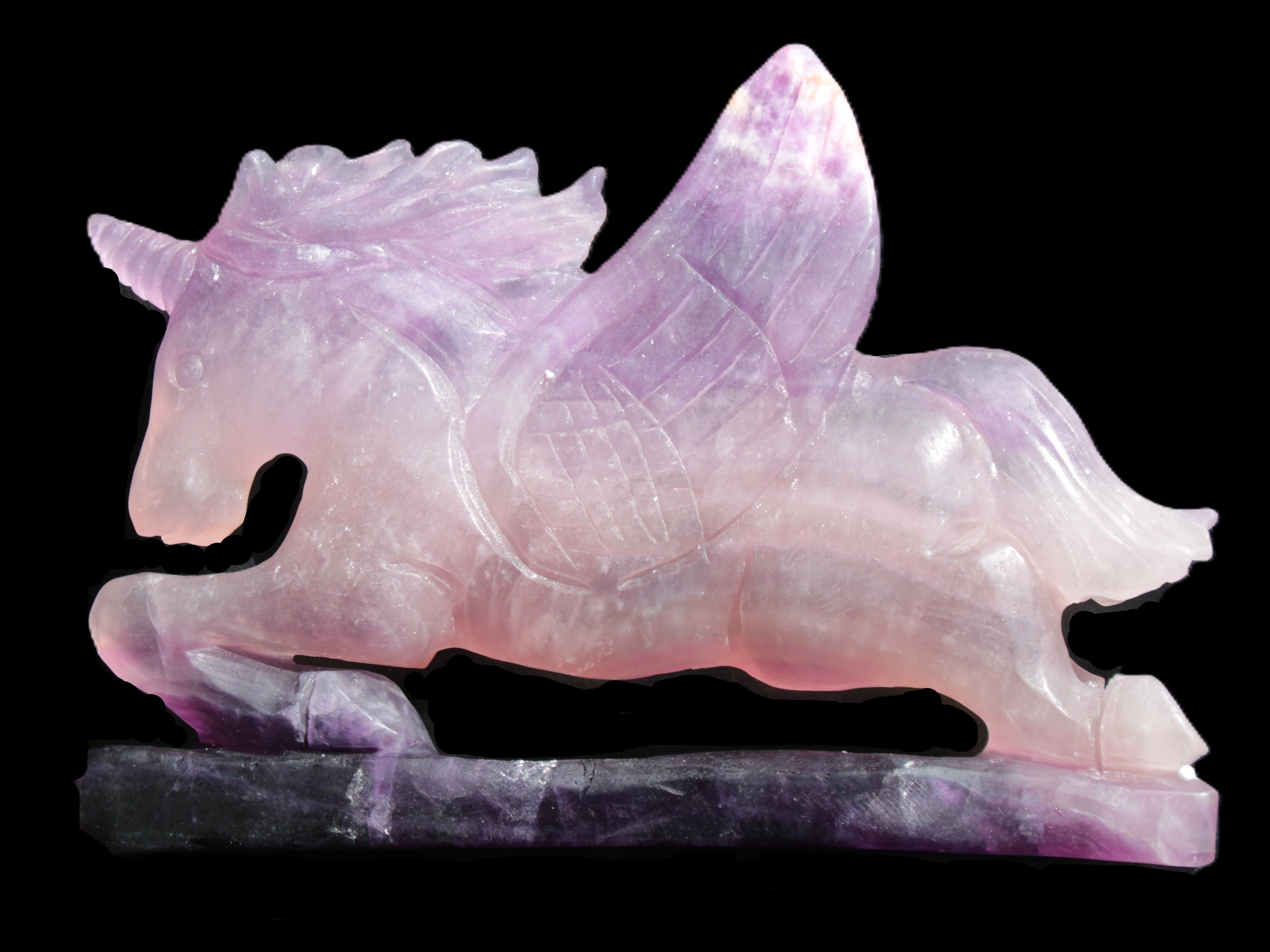 Fluorite hand-carved Unicorn 215*152*29mm 1500g in sunshine - Rocks and Things Store