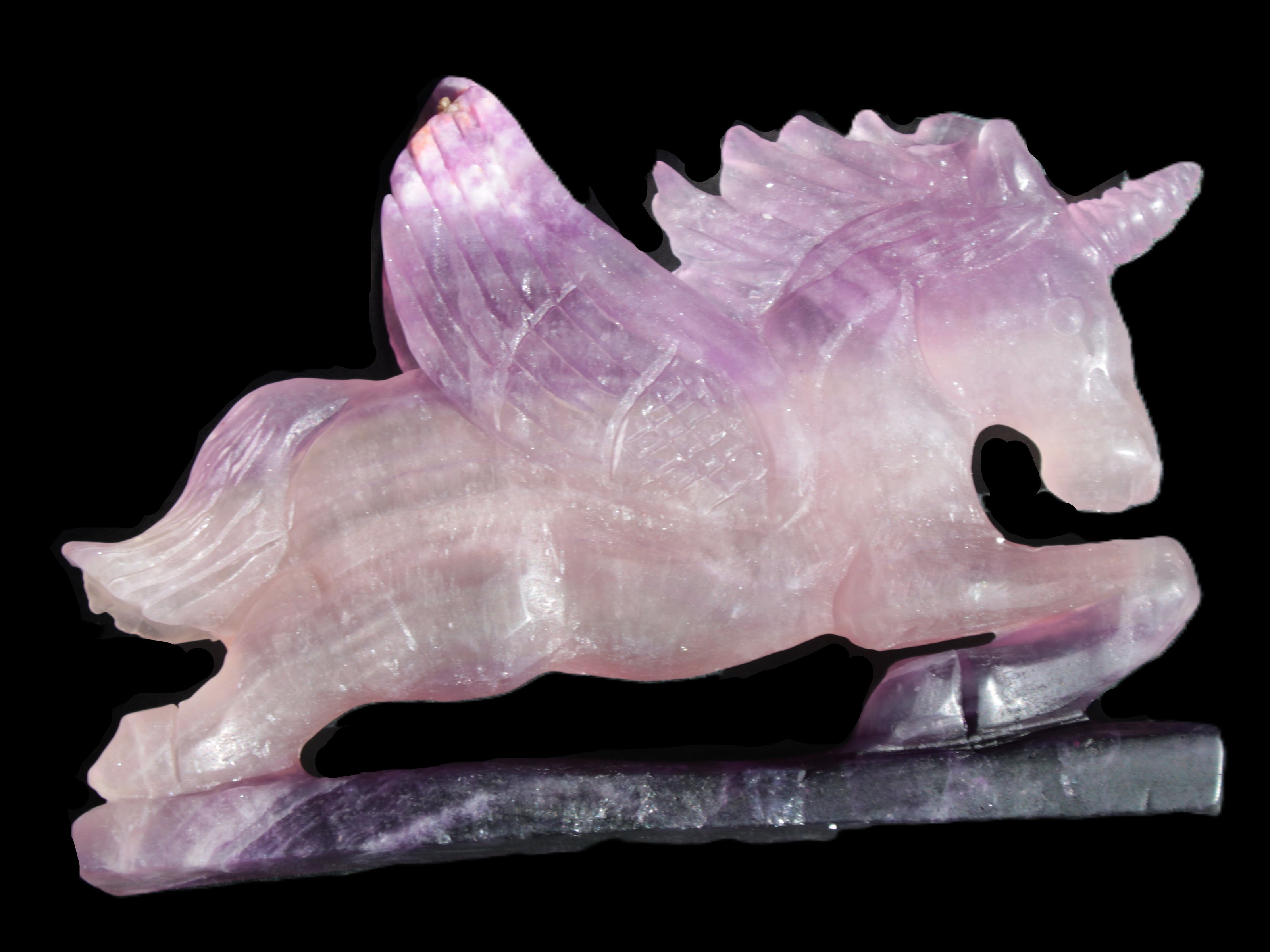 Fluorite hand-carved Unicorn 215*152*29mm 1500g in sunshine - Rocks and Things Store