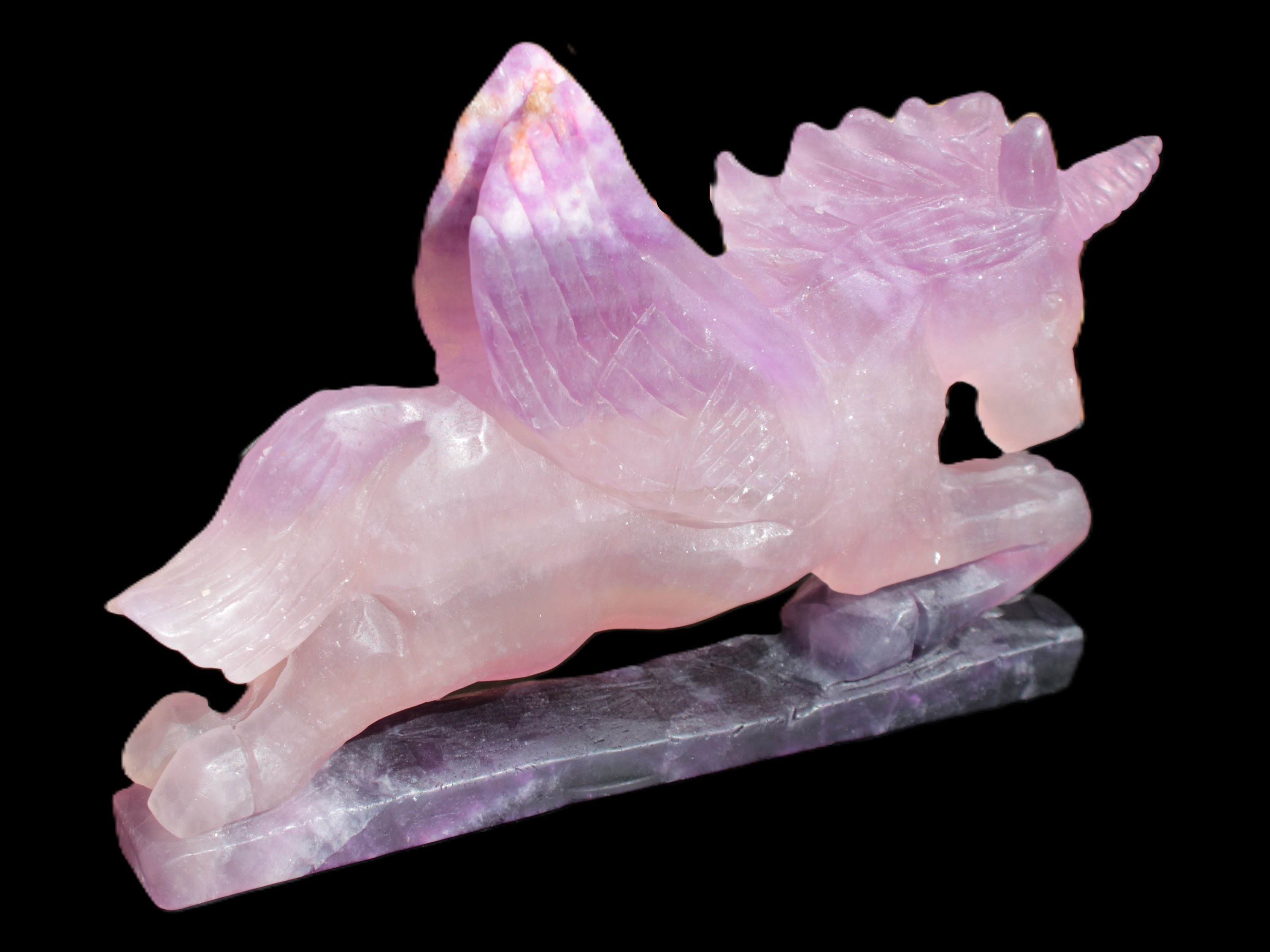 Fluorite hand-carved Unicorn 215*152*29mm 1500g in sunshine - Rocks and Things Store