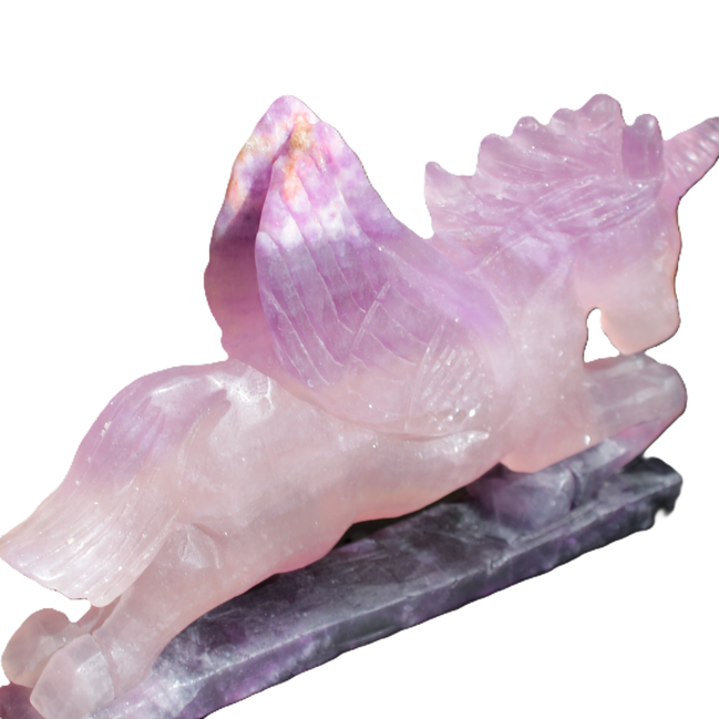 Fluorite hand-carved Unicorn 215*152*29mm 1500g in sunshine - Rocks and Things Store