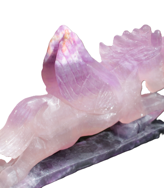 Fluorite hand-carved Unicorn 215*152*29mm 1500g in sunshine - Rocks and Things Store