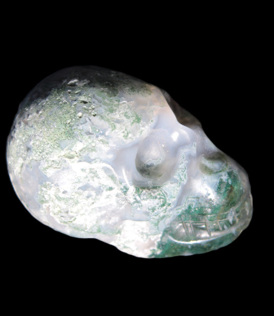 Moss Agate skull 47*30*32mm 57g in sunshine - Rocks and Things Store