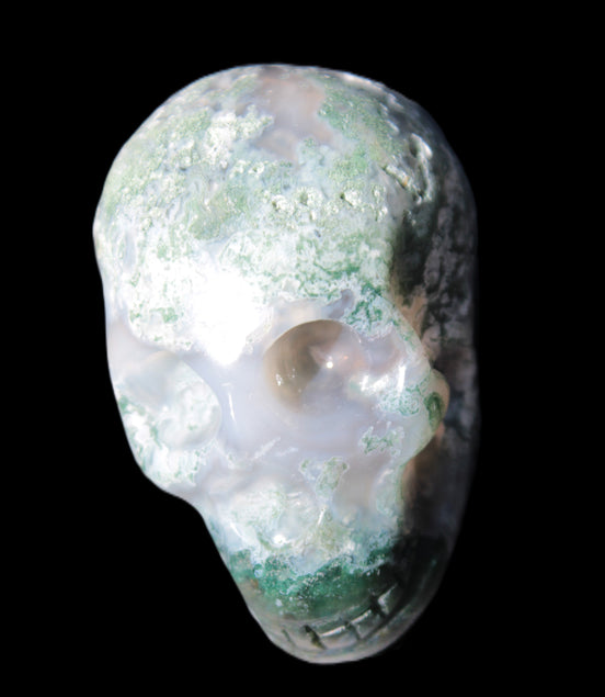 Moss Agate skull 47*30*32mm 57g in sunshine - Rocks and Things Store