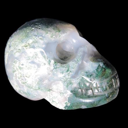 Moss Agate skull 47*30*32mm 57g in sunshine - Rocks and Things Store