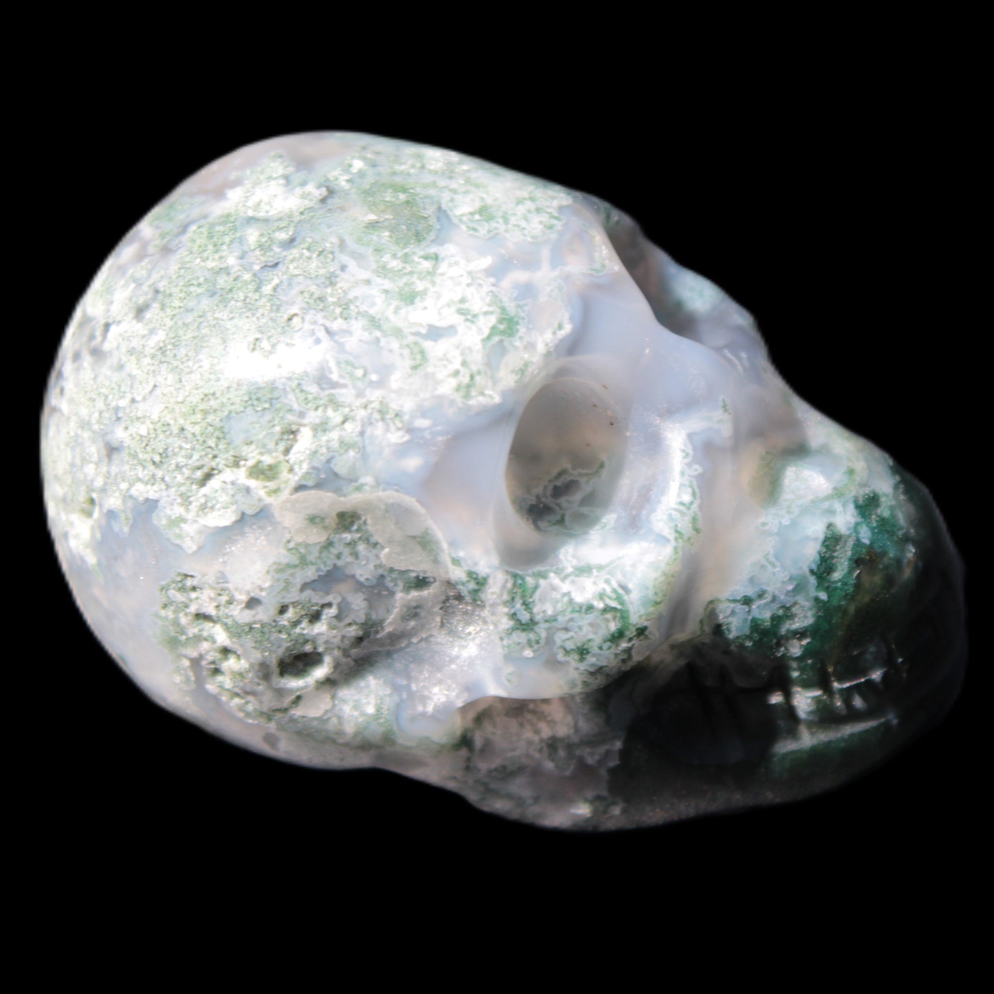 Moss Agate skull 47*30*32mm 57g Rocks and Things Store