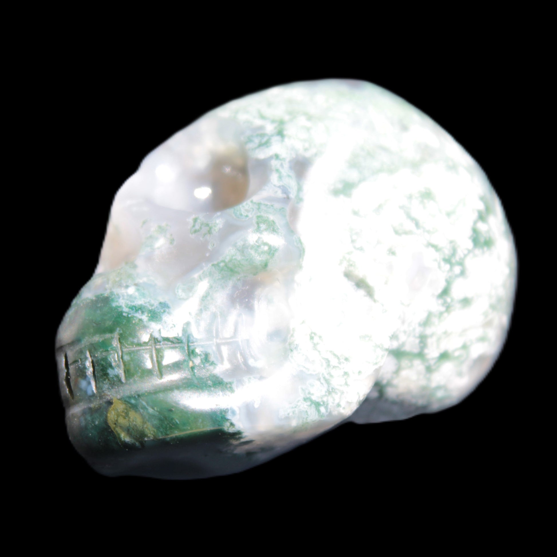 Moss Agate skull 47*30*32mm 57g Rocks and Things Store