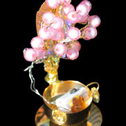 Mesmerising Handmade Golden Iron stand with pink crystal beads and lights from Jordan Rocks and Things Store
