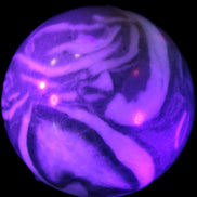 Thousand Eye Stone sphere 41mm 108g in UV light - Rocks and Things Store