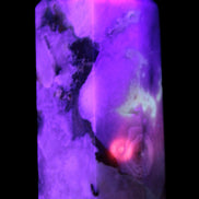 Pink Sakura Agate with geode caves obelisk 40*32*106mm 245g in UV light -  Rocks and Things Store