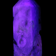 Pink Sakura Agate with geode caves obelisk 40*32*106mm 245g in UV light -  Rocks and Things Store