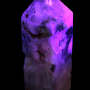 Pink Sakura Agate with geode caves obelisk 40*32*106mm 245g in UV light -  Rocks and Things Store