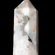 Pink Sakura Agate with geode caves obelisk 40*32*106mm 245g in sunlight - Rocks and Things Store