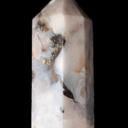 Pink Sakura Agate with geode caves obelisk 40*32*106mm 245g in sunlight - Rocks and Things Store
