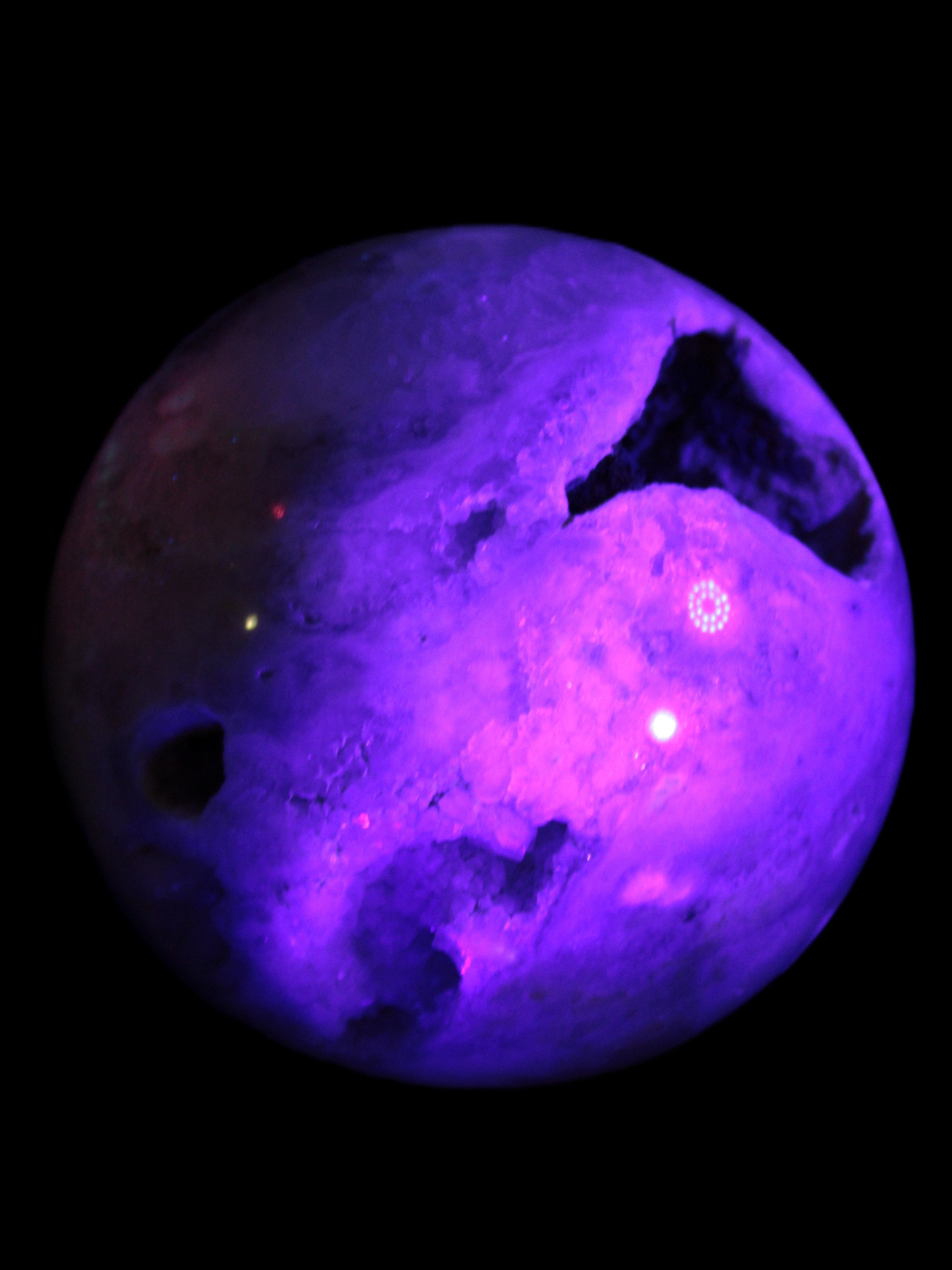 Sakura Agate sphere 97mm 1062g in UV light - Rocks and Things Store