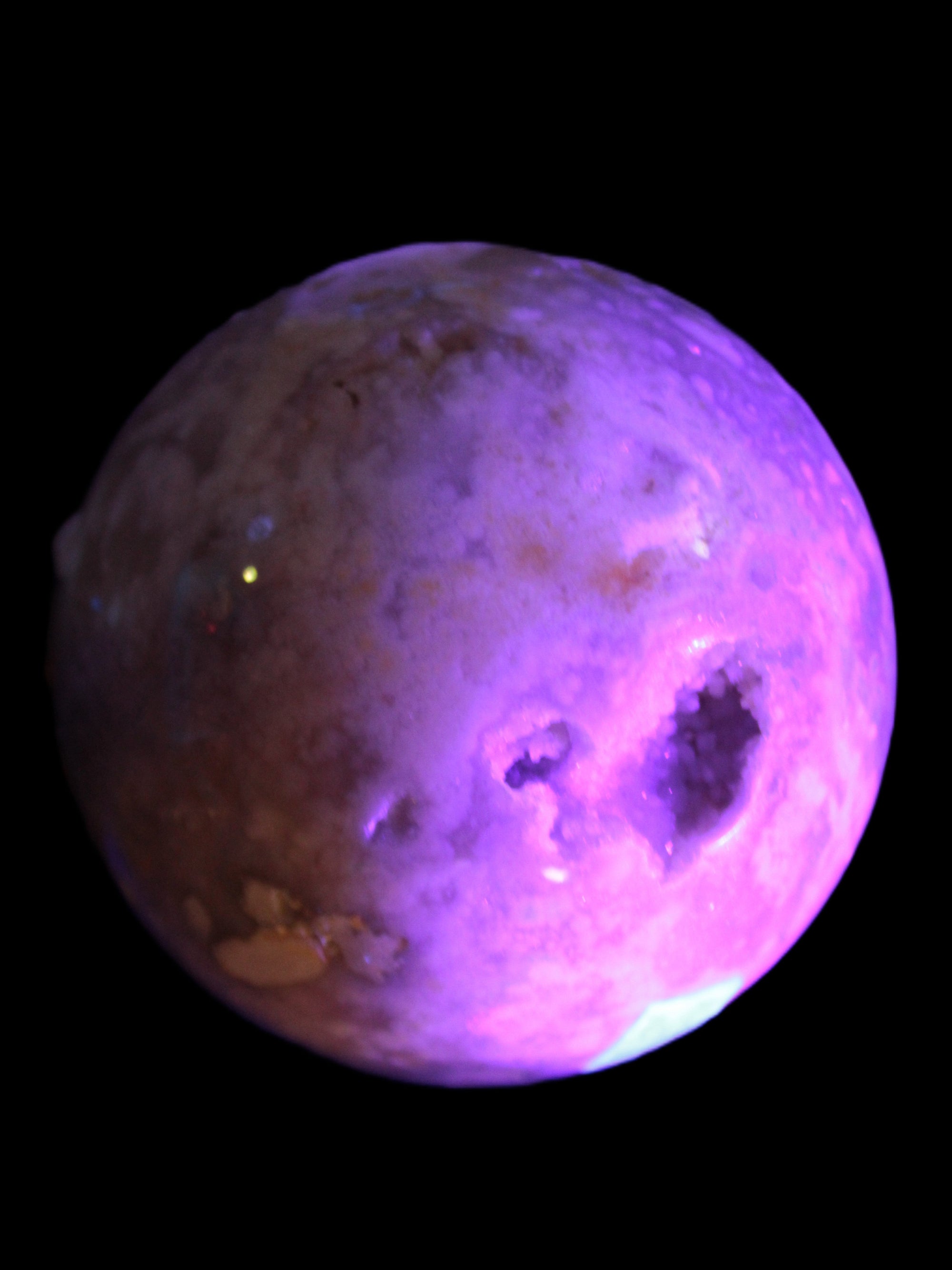 Sakura Agate sphere 104mm 1466g in UV light -Rocks and Things Store