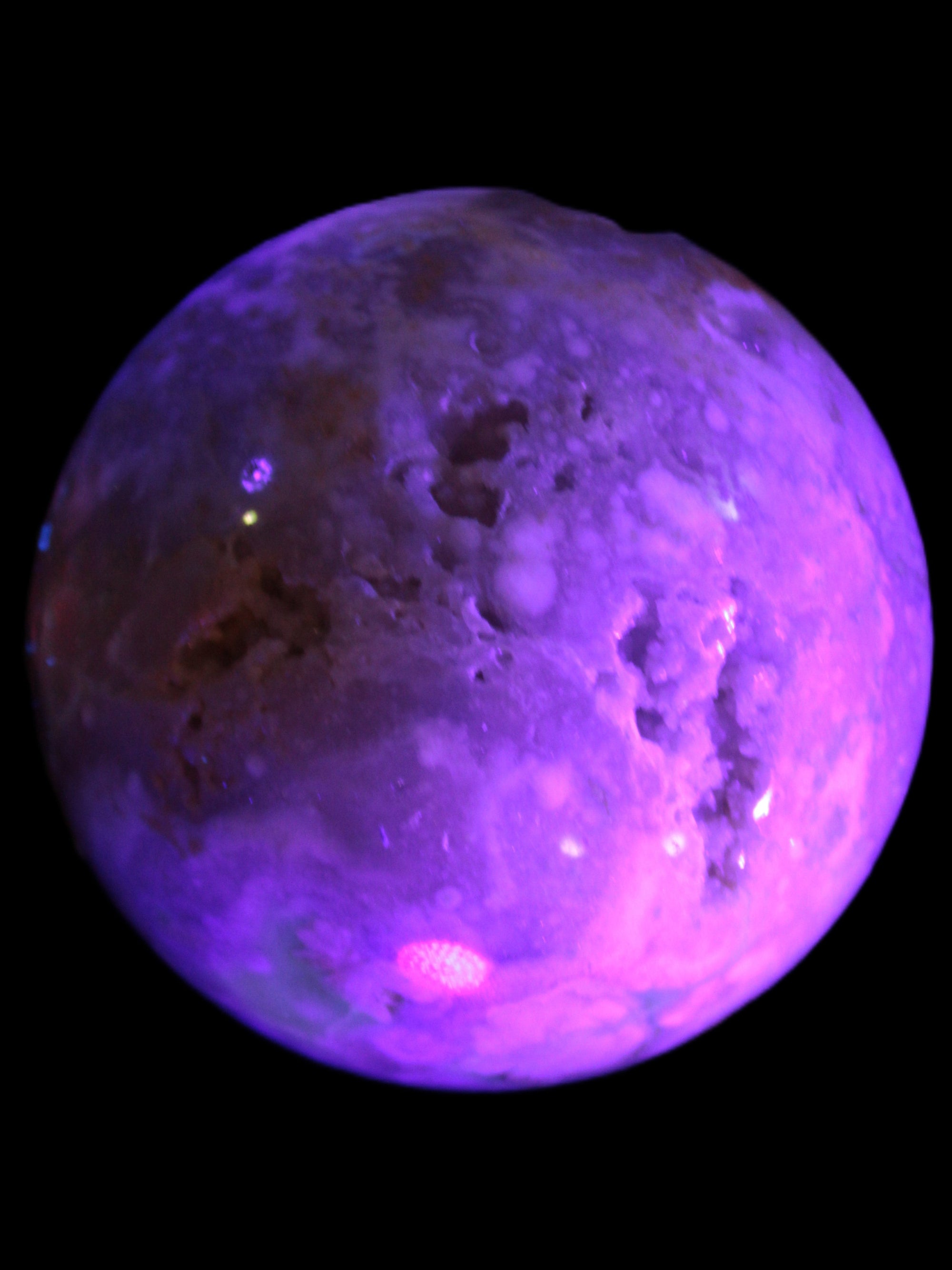 Sakura Agate sphere 104mm 1466g in UV light -Rocks and Things Store