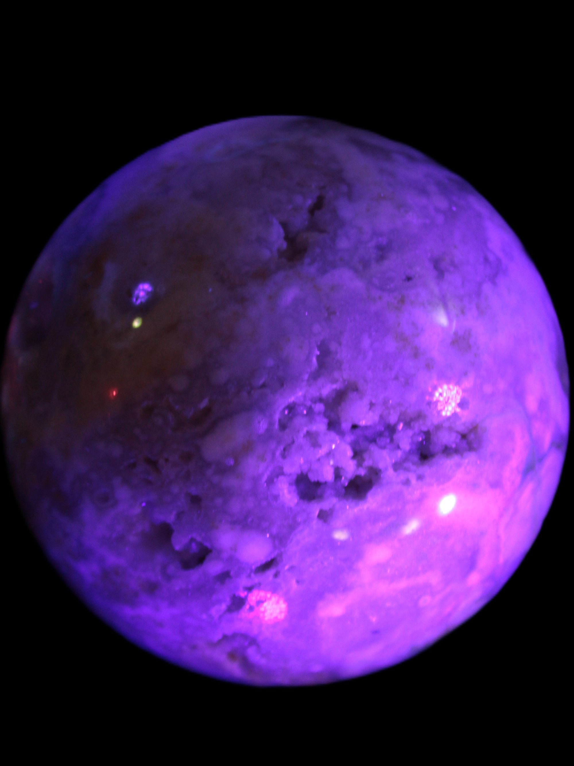 Sakura Agate sphere 104mm 1466g in UV light -Rocks and Things Store