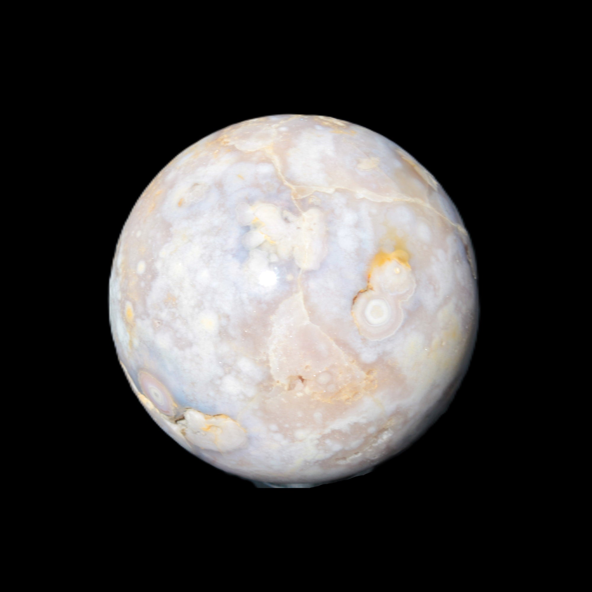 Sakura Agate sphere 104mm 1466g in sunlight - Rocks and Things Store