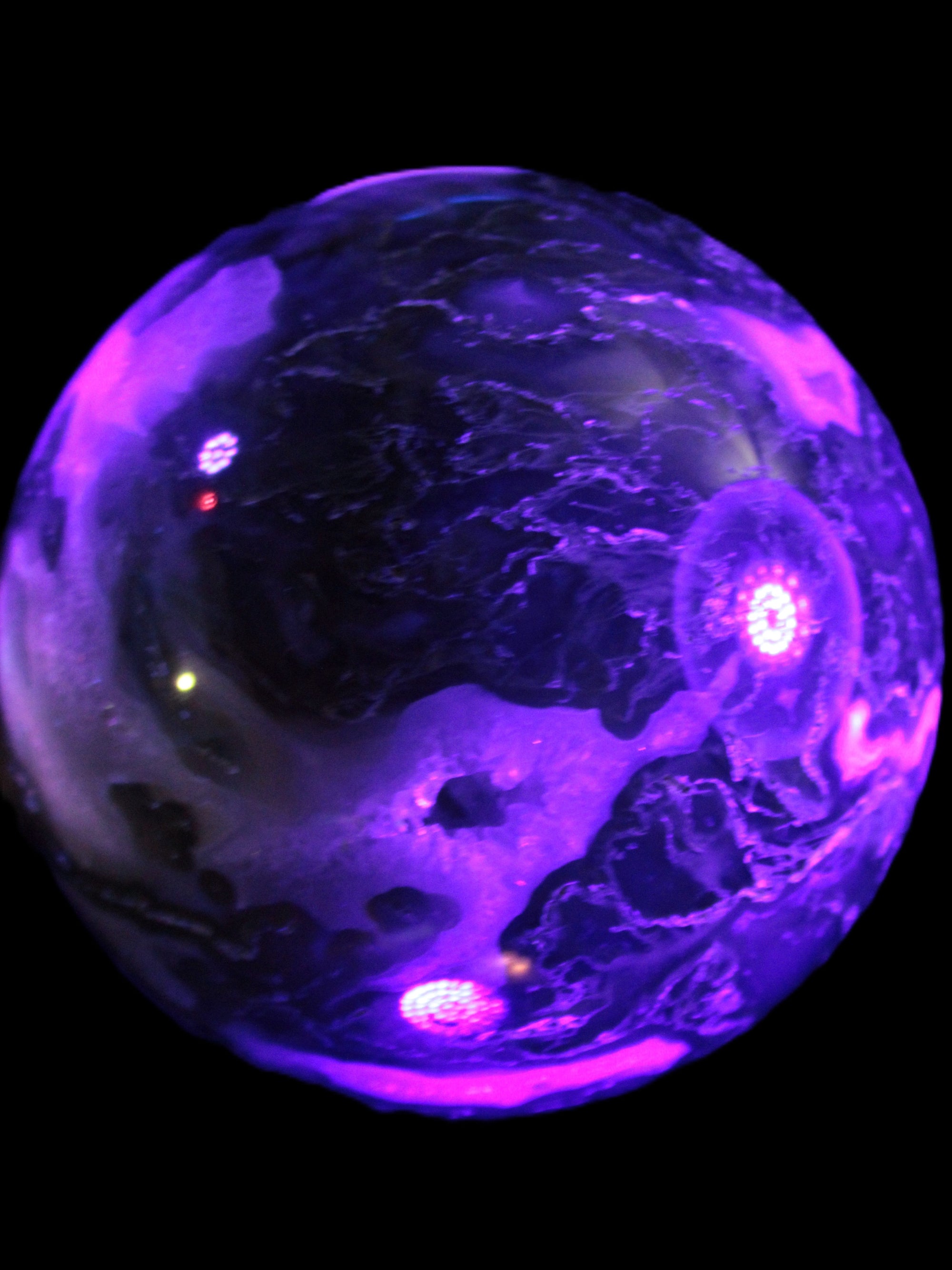 Moss Agate sphere 113mm 1878g in UV light - Rocks and Things Store