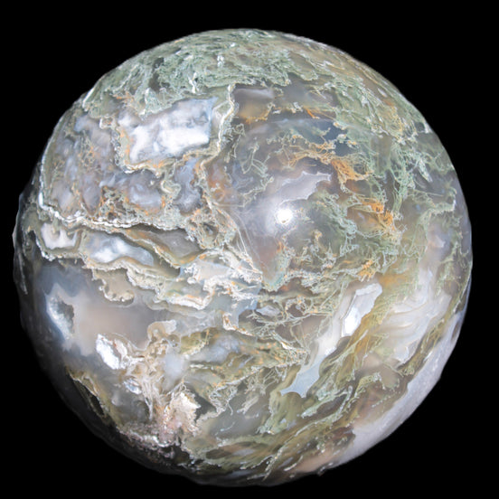 Moss Agate sphere 113mm 1878g in sunlight - Rocks and Things Store